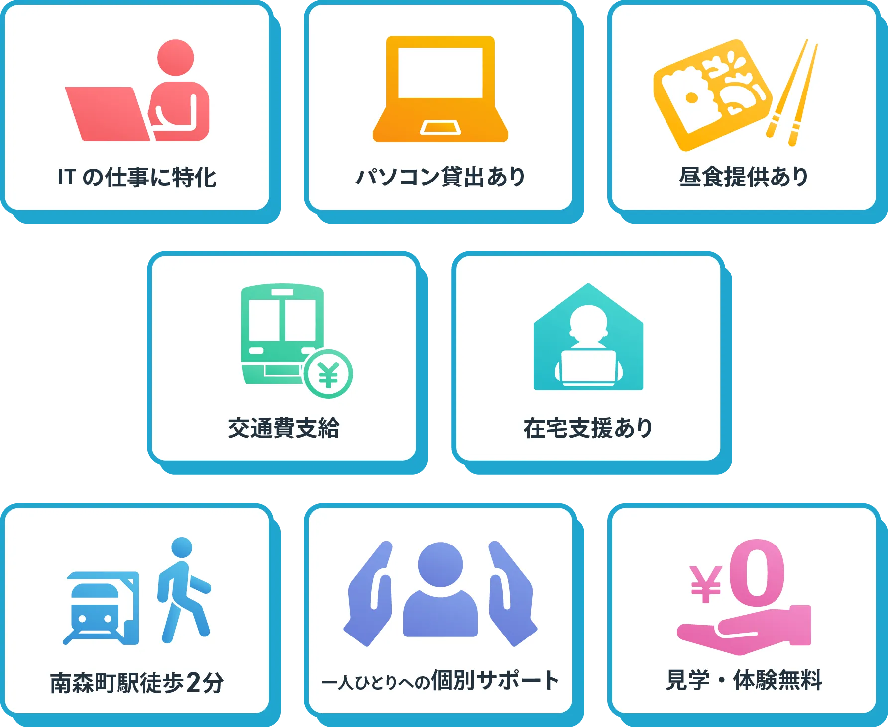 ITの仕事に特化、パソコン貸出、優良資格、交通費支給、在宅支援、南森町駅徒歩2分、個別サポート、見学・体験無料